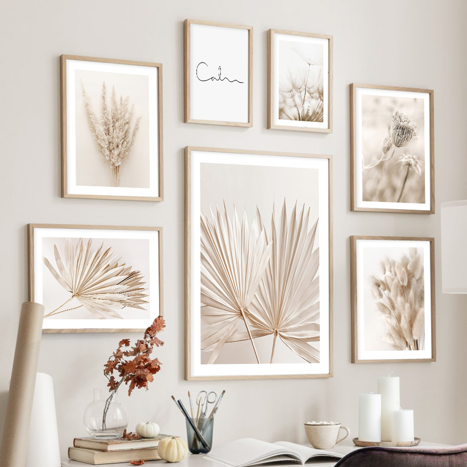 Palm Leaf Dried - Affiche Murale Bohème Beige Neutre sur