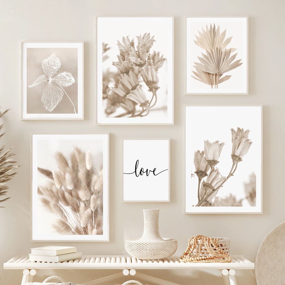 Palm Leaf Dried - Affiche murale bohème beige neutre sur