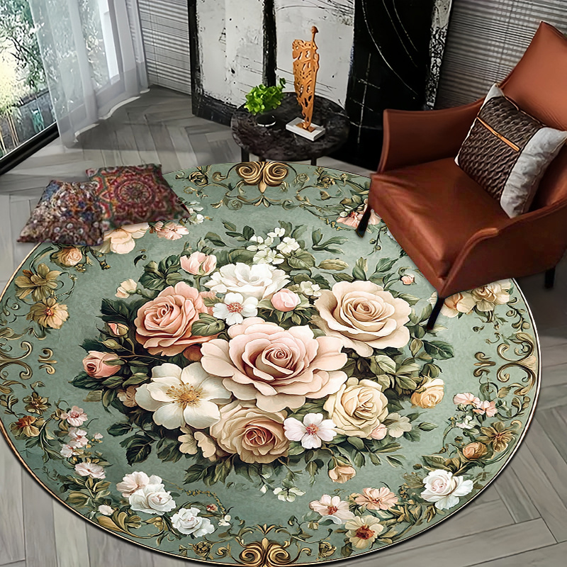 Tapis circulaire beige neutre  - Palm Leaf Dried avis et prix